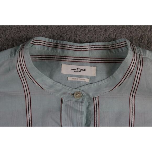 Isabel Marantz Etoile Shirt 40 Blue Multi Striped Satchell Cotton Silk Blend - Picture 6 of 11